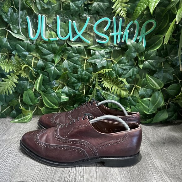 Vintage Allen Edmonds Chester Men 10 D  Burgundy Brogue Wingtip Oxford Shoes USA main image 7